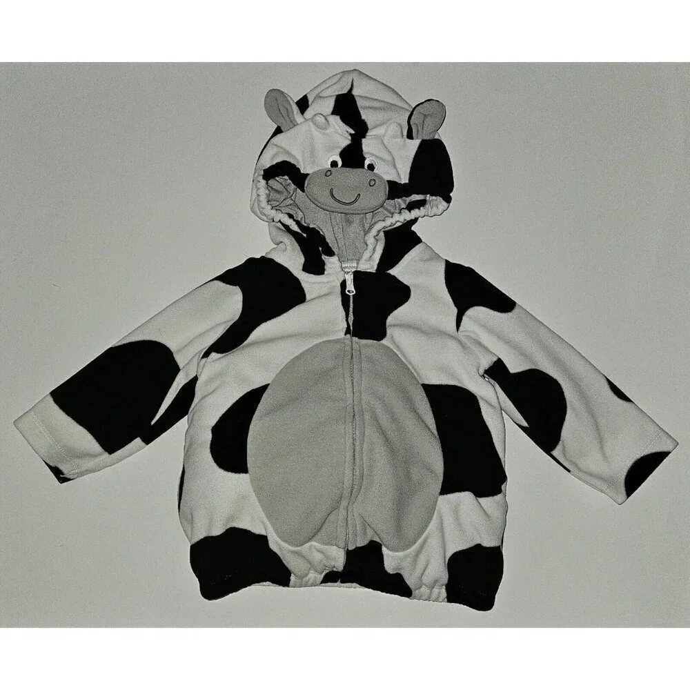 Carter's Black White Cow Halloween Costume Baby 12 Months Hooded JACKET ONLY